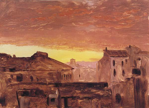 Frederic E.Church Rooftops at Sunset,Rome,Italy oil painting picture
